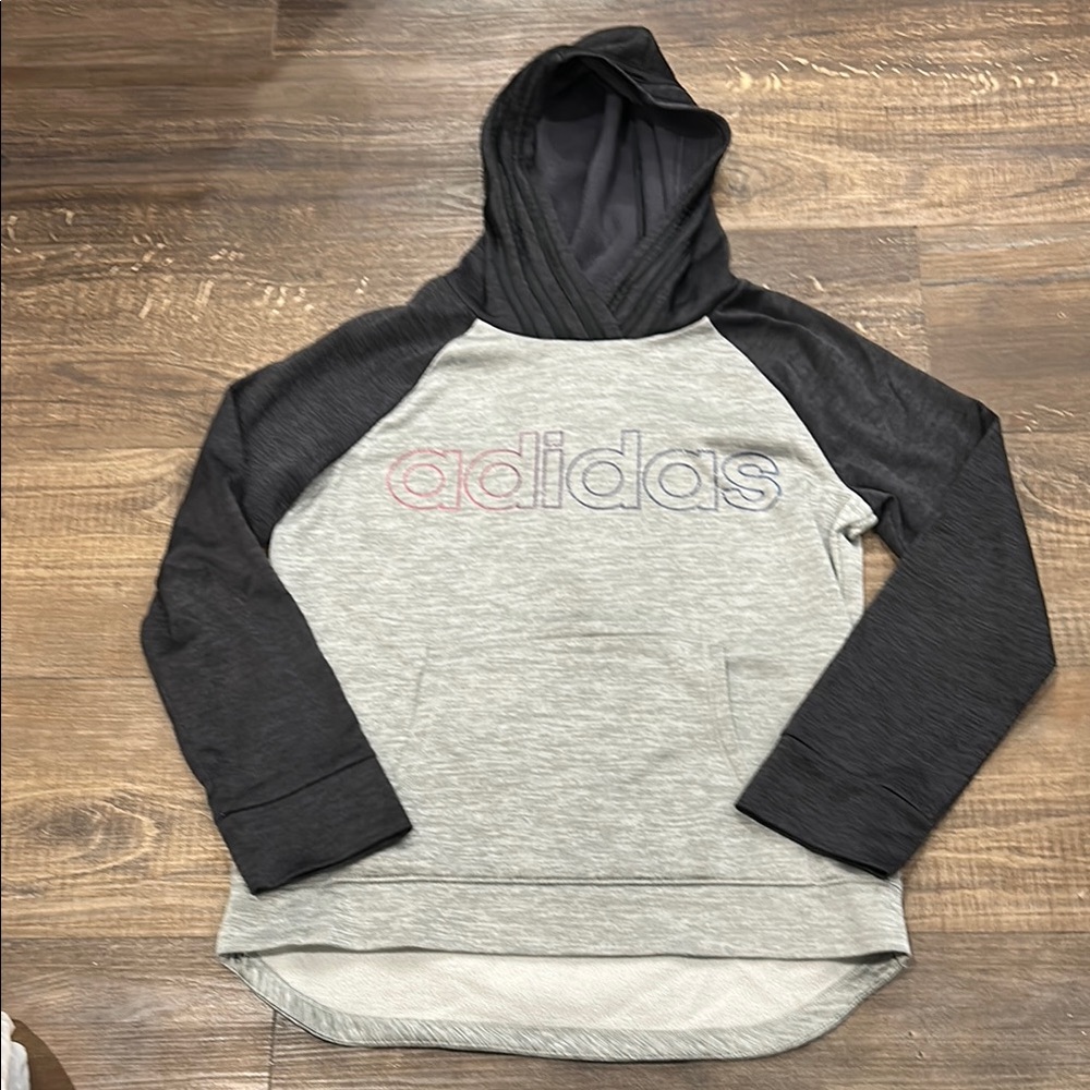 Adidas Charcoal and Light Gray Hoodie